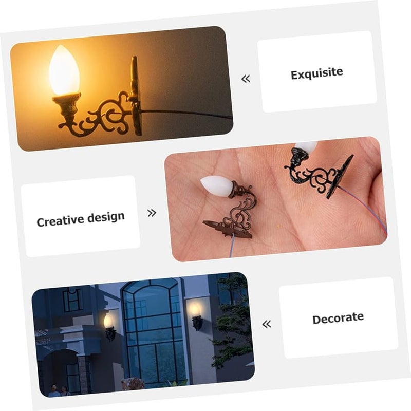 4Pcs Black Miniature Dollhouse Wall Lights LED Wall Sconces 1 7X2CM - Image 3